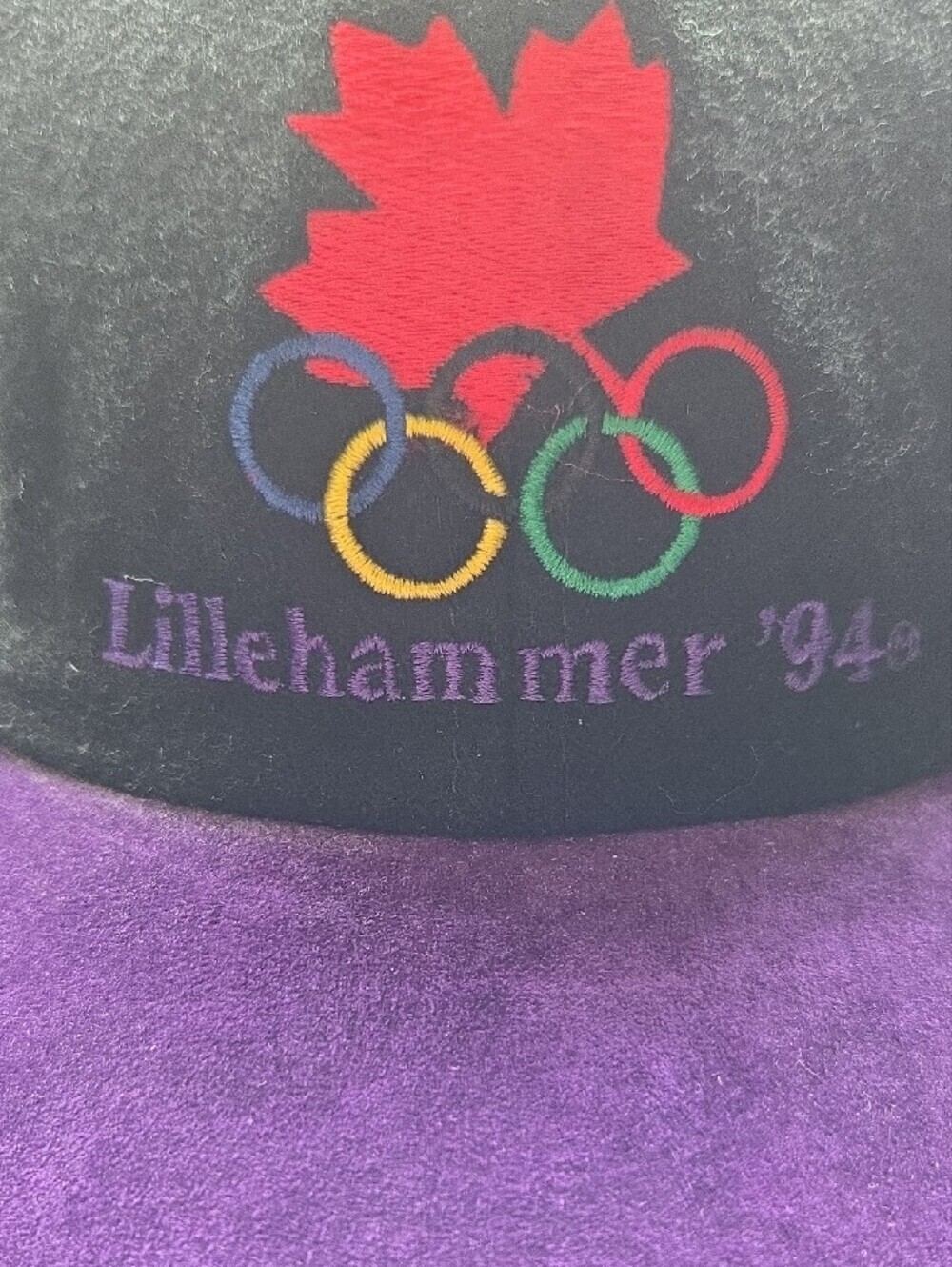 Lillehammer '94 Black & Purple Embroidered Vintage Olympic Cap - Picture 2 of 12
